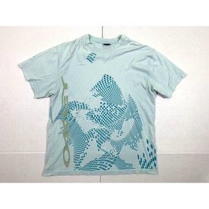 Oakley Shirt Mens Medium Light Blue Graphic Tee Logo Crew Neck Short Sleeve
